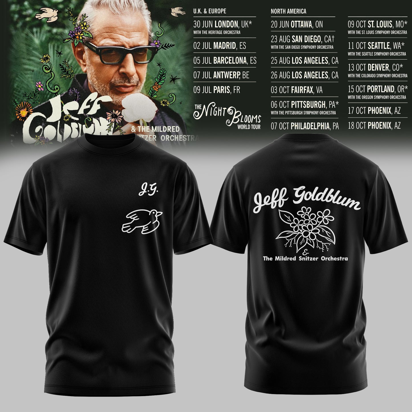 JEFF GOLDBLUM LIMITED EDITION TOUR TSHIRT COLLECTION