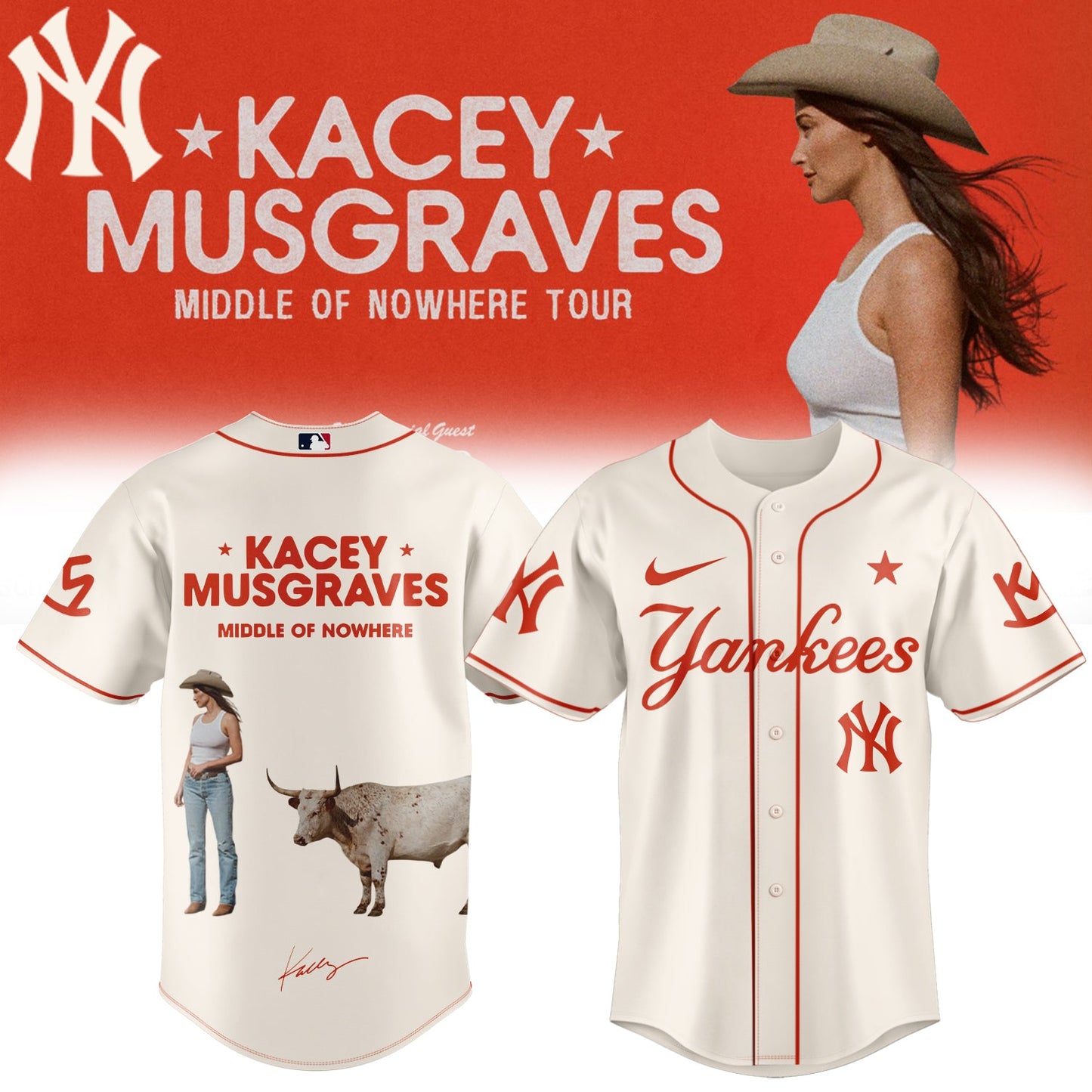,,Baseball X Kacey Musgraves Middle of Nowhere Tour Signed Jersey 3