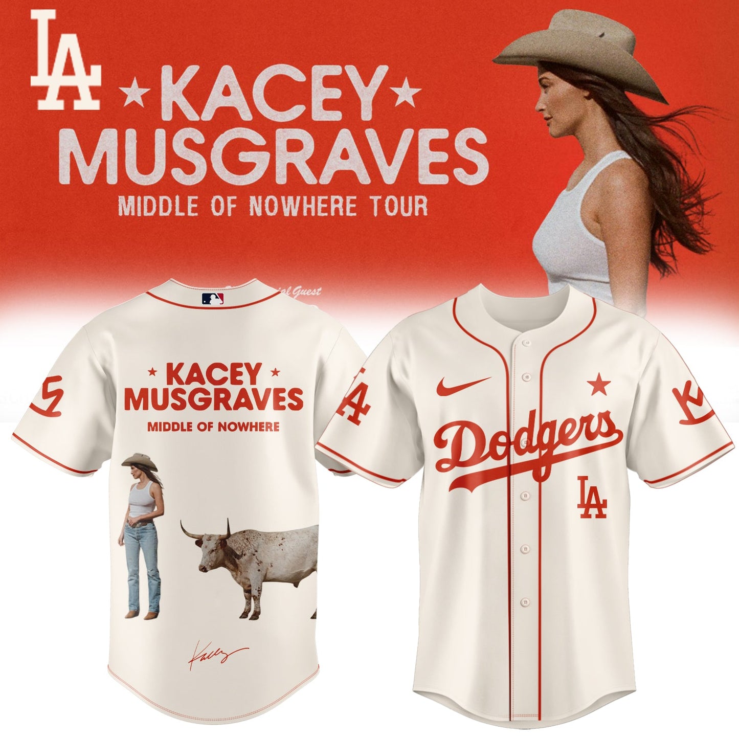 ,,Baseball X Kacey Musgraves Middle of Nowhere Tour Signed Jersey 3