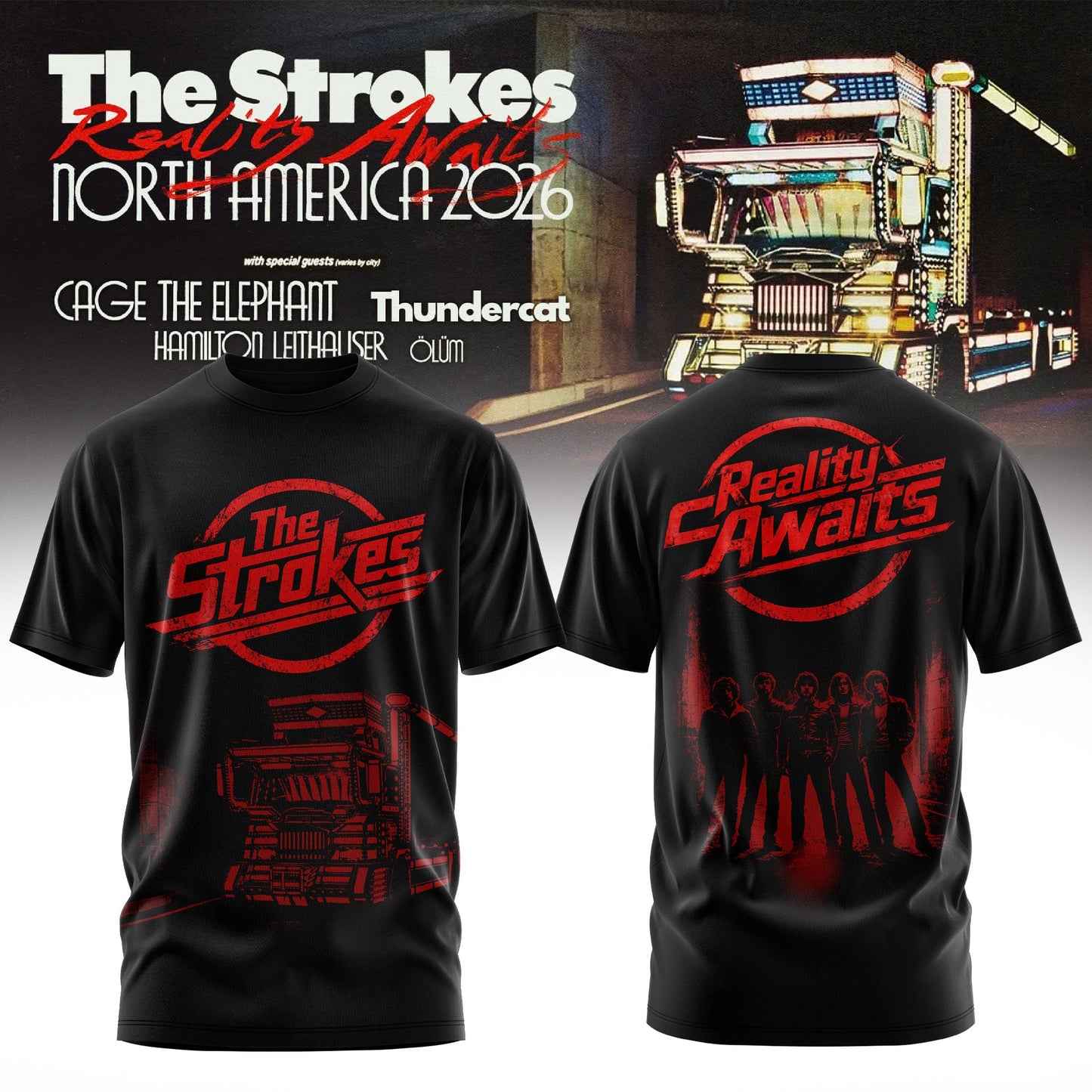 _ The Strokes – Reality Awaits Tour 2026 Edition Tee