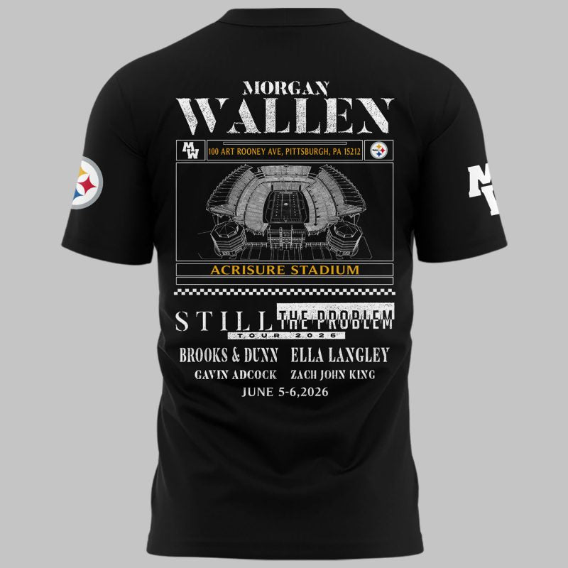 Limited Edition Morgan Wallen x Pittsburgh Steelers Black Tshirt 2026