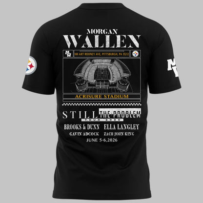 Limited Edition Morgan Wallen x Pittsburgh Steelers Black Tshirt 2026