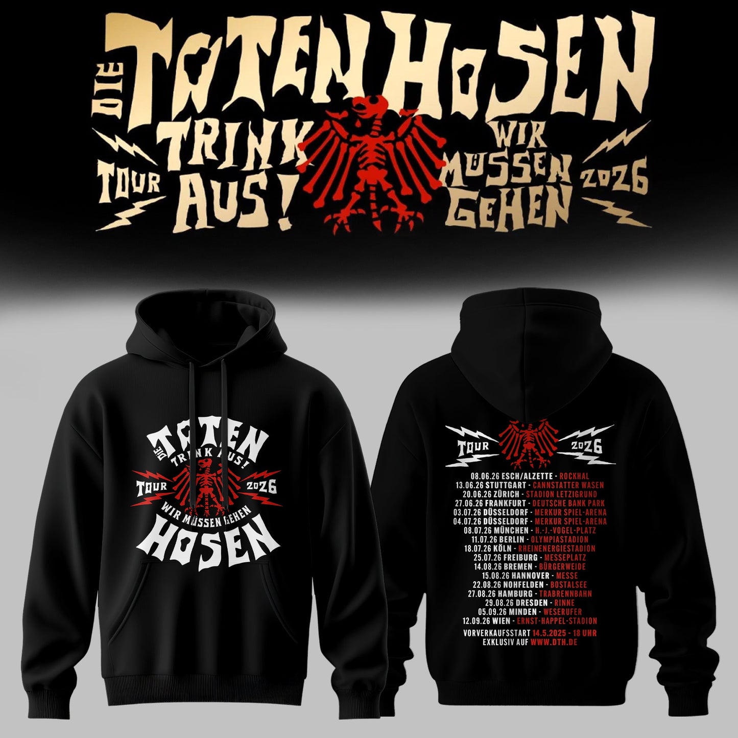 Die Toten Hosen: Trink Aus! Wir Müssen Gehen – Tour 2026 Limitiertes Hoodie