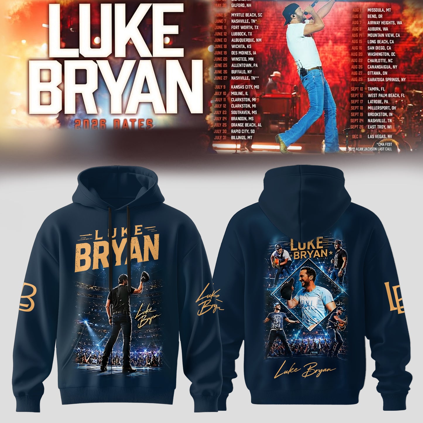 LUKE BRYAN 2026 TOUR MERCH – COUNTRY NIGHTS HOODIE