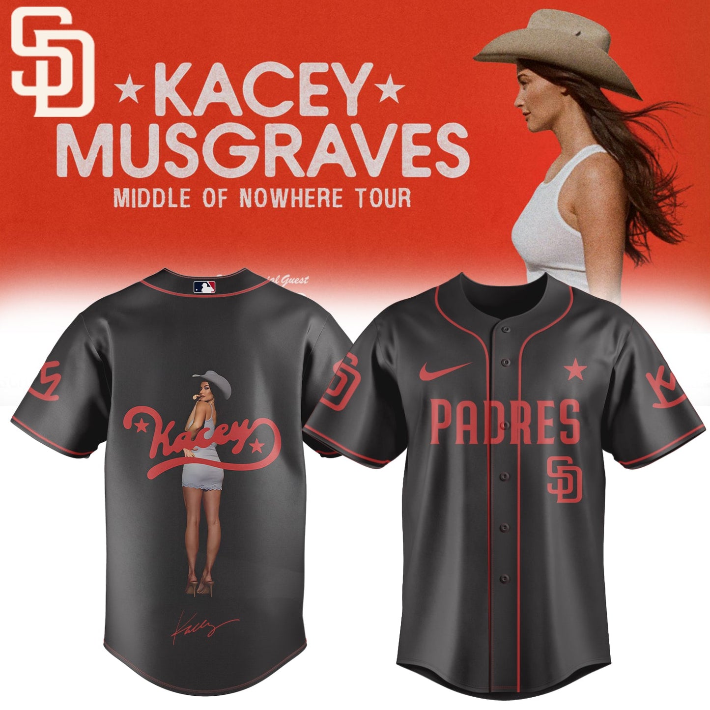 ,,Baseball X Kacey Musgraves Middle of Nowhere Tour Signed Jersey 2
