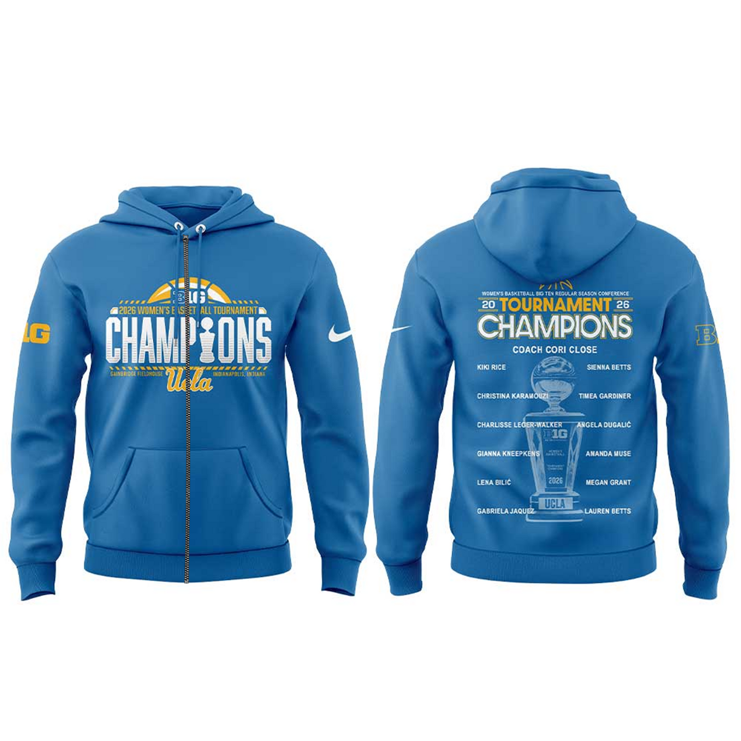 UCLA Women’s Basketball 2026 Big Ten Regular Season Conference Championship Blue Zip Hoodie