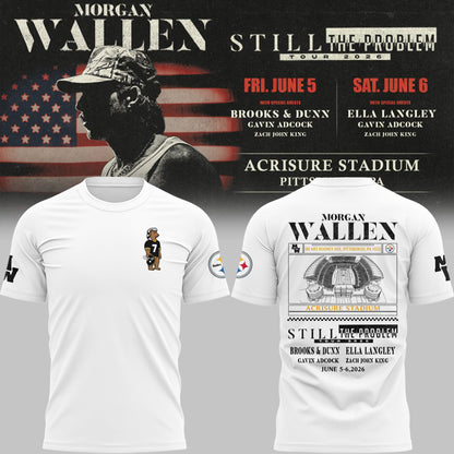 Limited Edition Morgan Wallen x Pittsburgh Steelers White Tshirt 2026