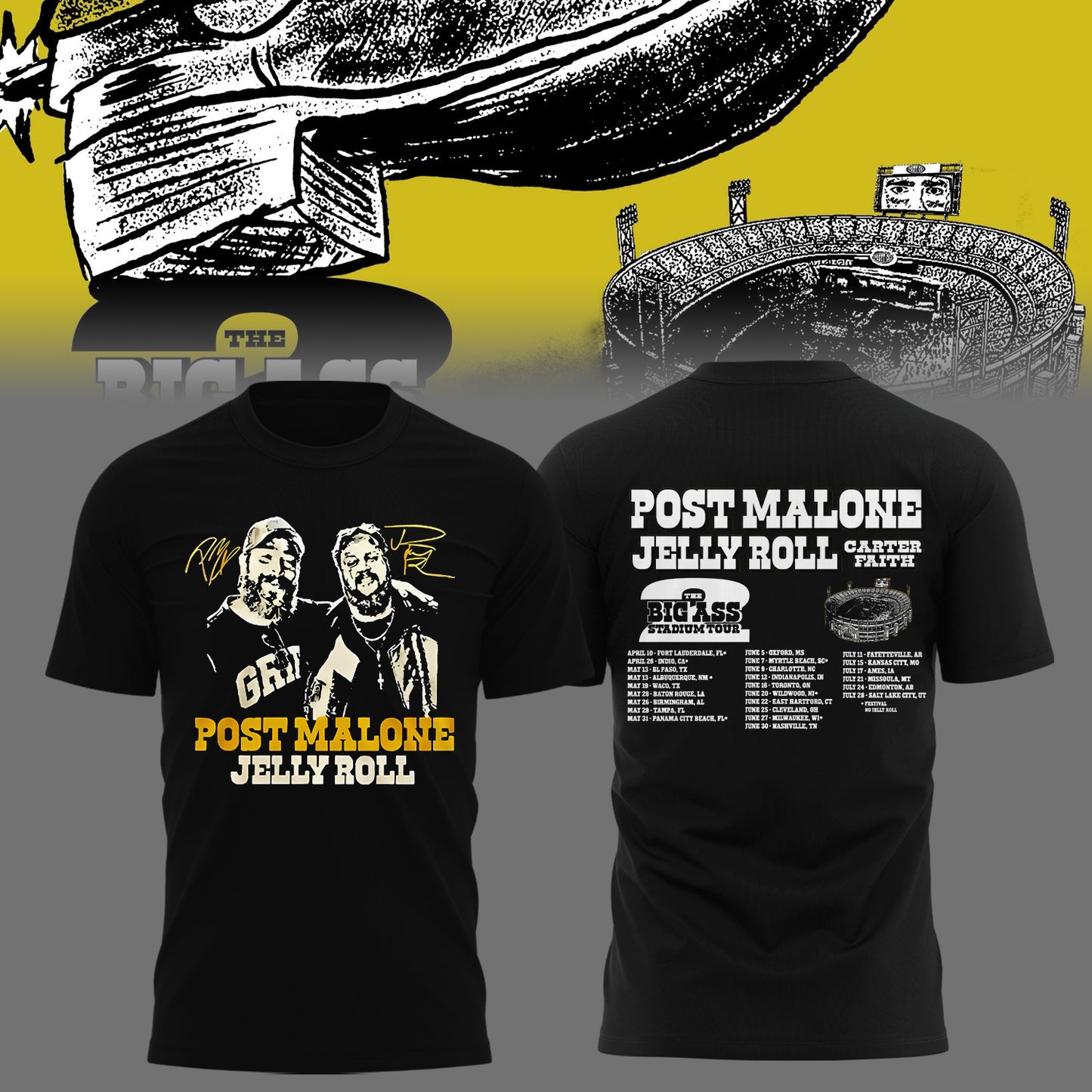 Post Malone THE BIG ASS STADIUM TOUR 2026 Limited Edition Tshirt