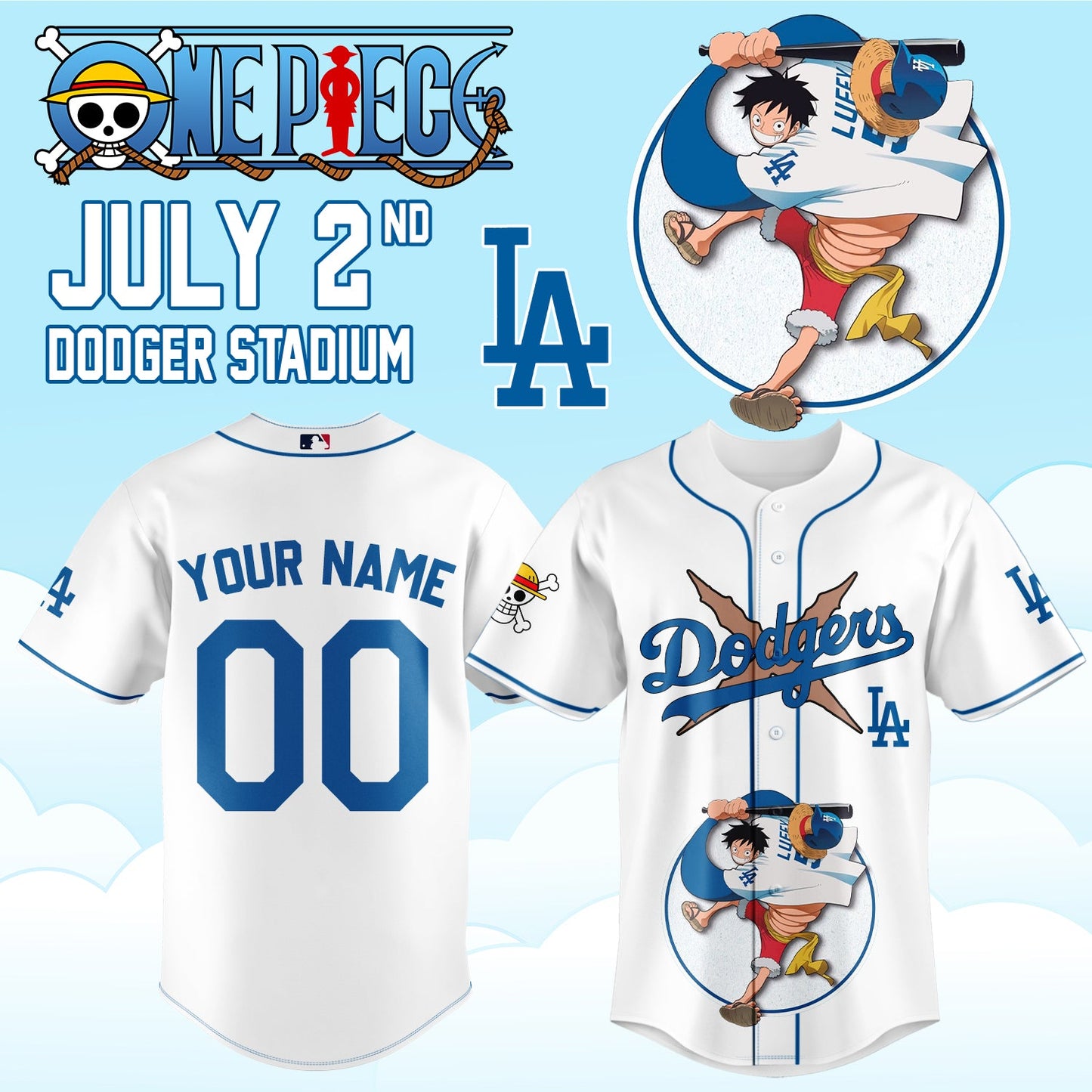 ONE PIECE Night with the Los Angeles Dogger 2026 Jersey 1 (Custom Name & Number)