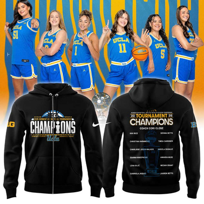 UCLA Women’s Basketball 2026 Big Ten Regular Season Conference Championship Black Zip Hoodie