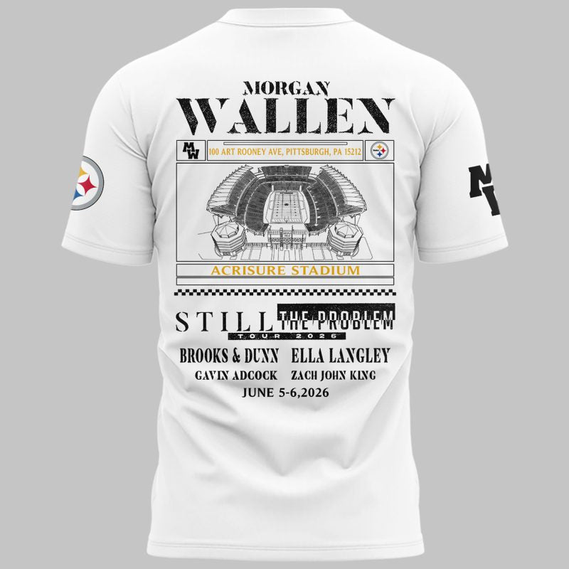 Limited Edition Morgan Wallen x Pittsburgh Steelers White Tshirt 2026