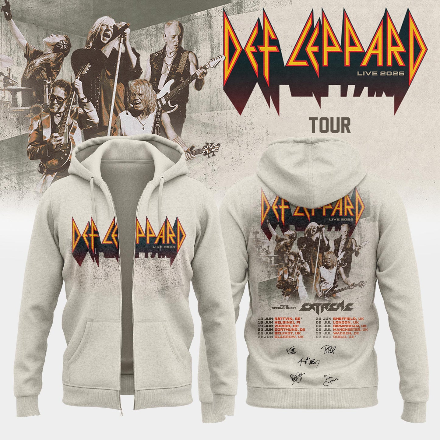 ..Def Leppard Live 2026 Limited Edition Signature – Zip Hoodie