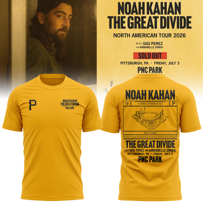 Limited Edition Pittsburgh Pirates x Noah Kahan Yellow Tshirt 2026
