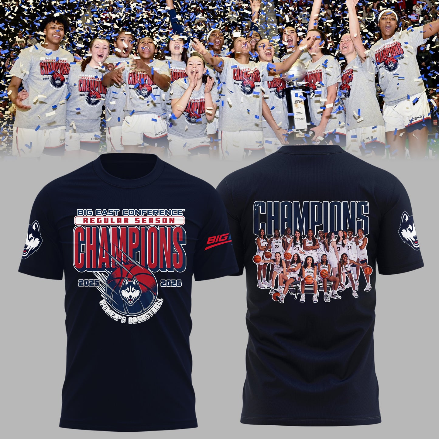 UConn Women’s Basketball 2026 BIG EAST Tournament Champions T-Shirt