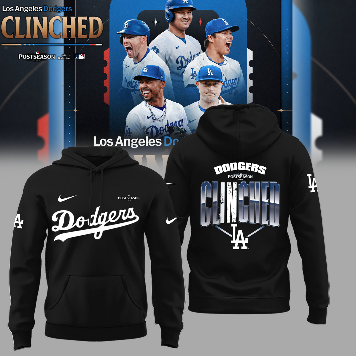 Limited Edition Los Angeles Dodgers Clinched Postseason 2026 Hoodie