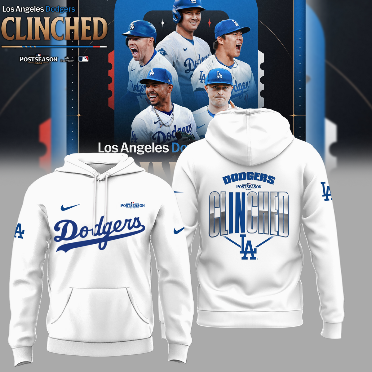 Limited Edition Los Angeles Dodgers Clinched Postseason 2026 Hoodie