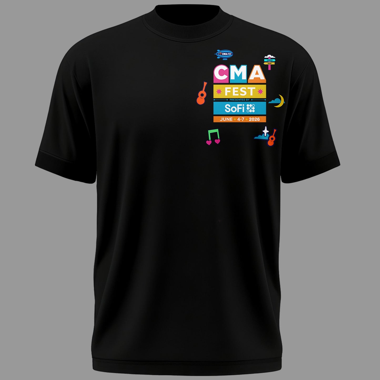 Limited Edition CMA FEST Nissan Stadium All Singers Line Up Black Tshirt 2026