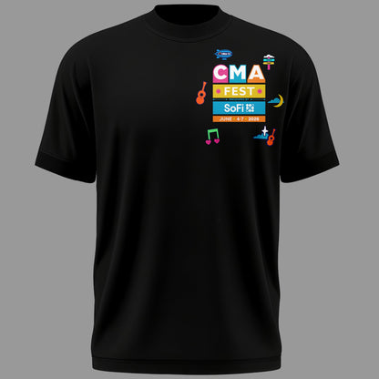 Limited Edition CMA FEST Nissan Stadium All Singers Line Up Black Tshirt 2026