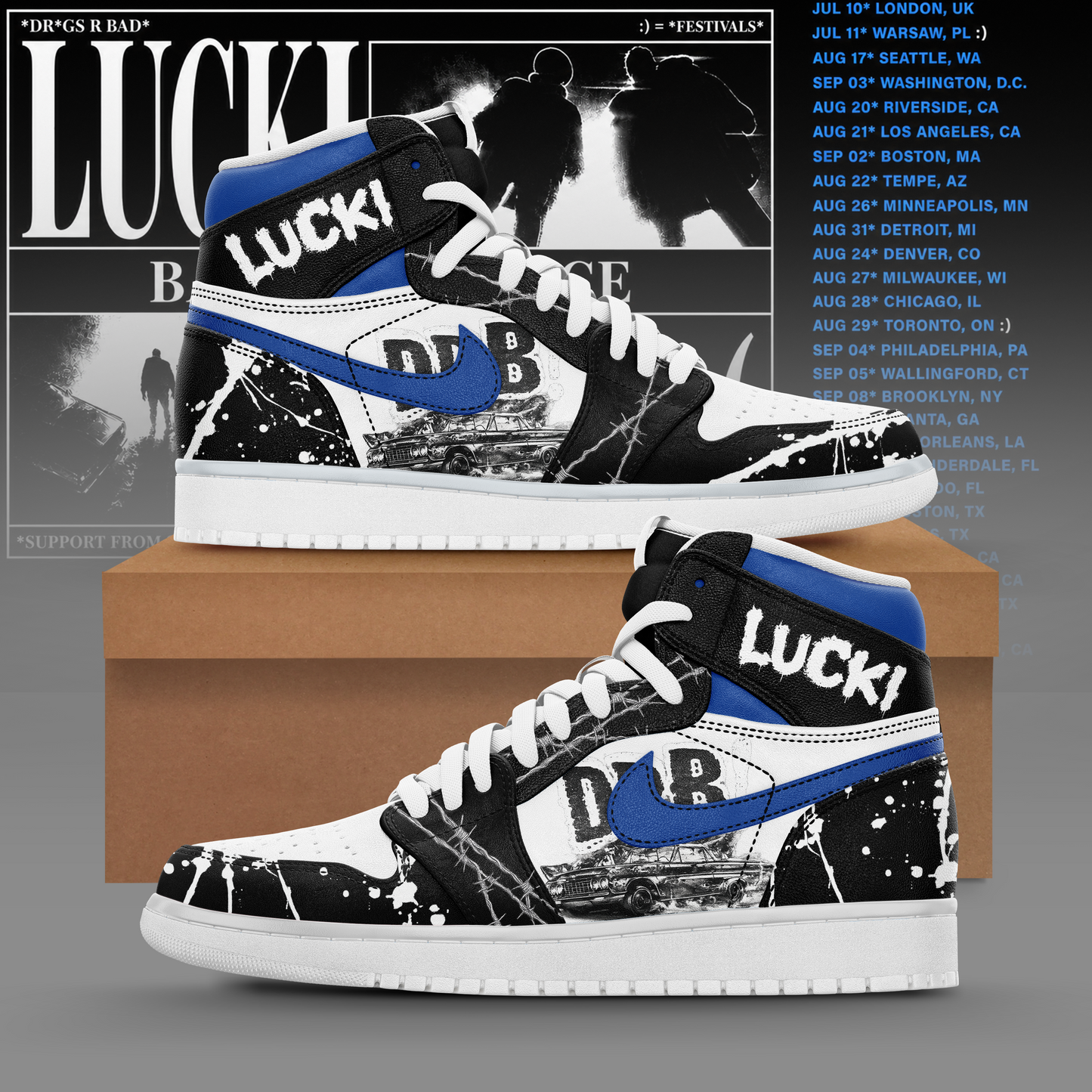 .Deep Blue Barbed High Sneaker
