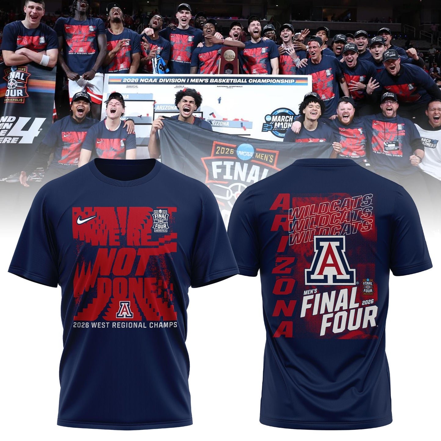 Arizona Men’s Basketball 2026 Final Four Locker Room T-shirt