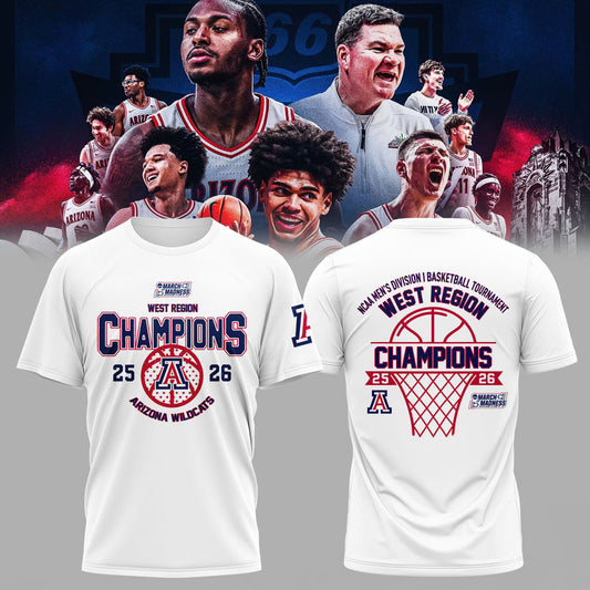 Arizona Wildcats West Region Champions 2026 T-Shirt – NCAA March Madness Basketball Tee