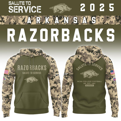 Arkansas Razorbacks Salute To Service Limited Hoodie and Cap 2025 Collection