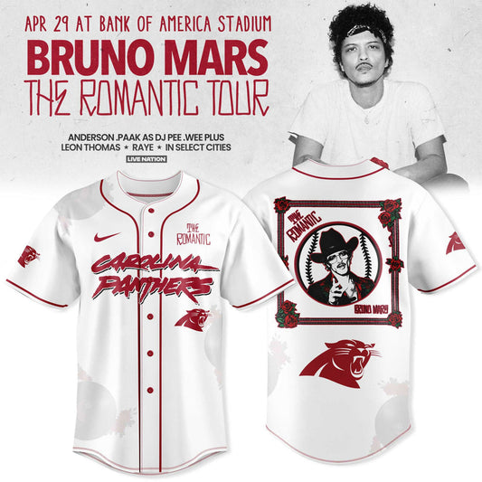 Carolina Panthers x Bruno Mars – The Romantic Tour 2026 Jersey Collection