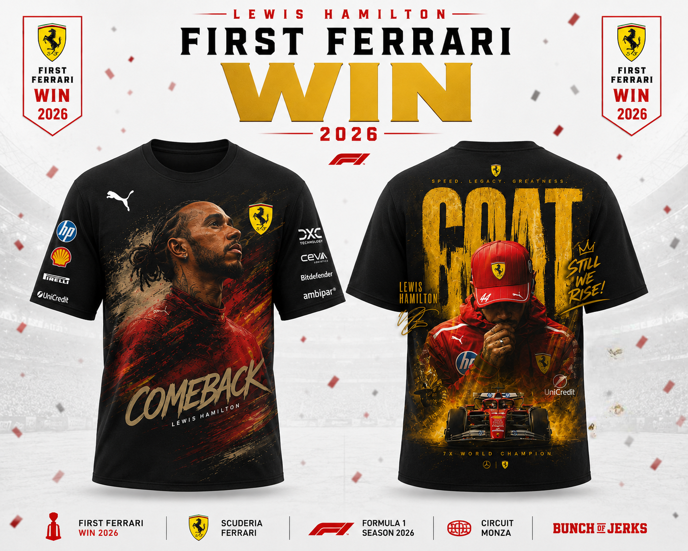 _LEWIS HAMILTON – FIRST FERRARI WIN 2026 T-SHIRT