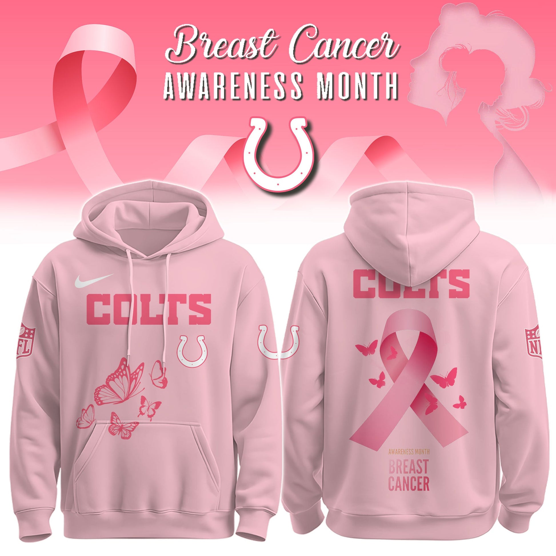 Wear It Pink 2025 - Indianapolis Colts Breast Cancer Awareness Edition Hoodie