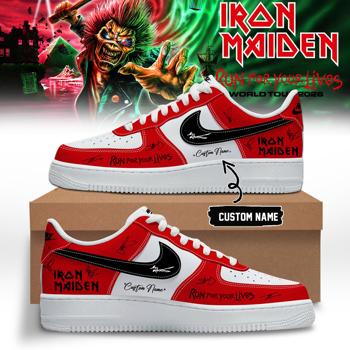 ,Iron Maiden – Run For Your Lives World Tour Shoes AF1