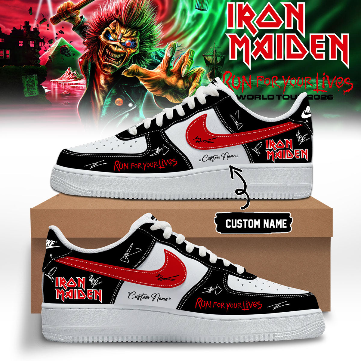 ,Iron Maiden – Run For Your Lives World Tour Shoes AF1