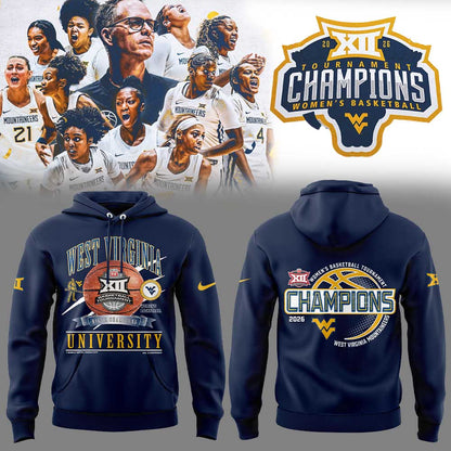 WVU Women’s Basketball 2026 Big 12 Women’s Basketball Tournament Championship Blue Hoodie V2