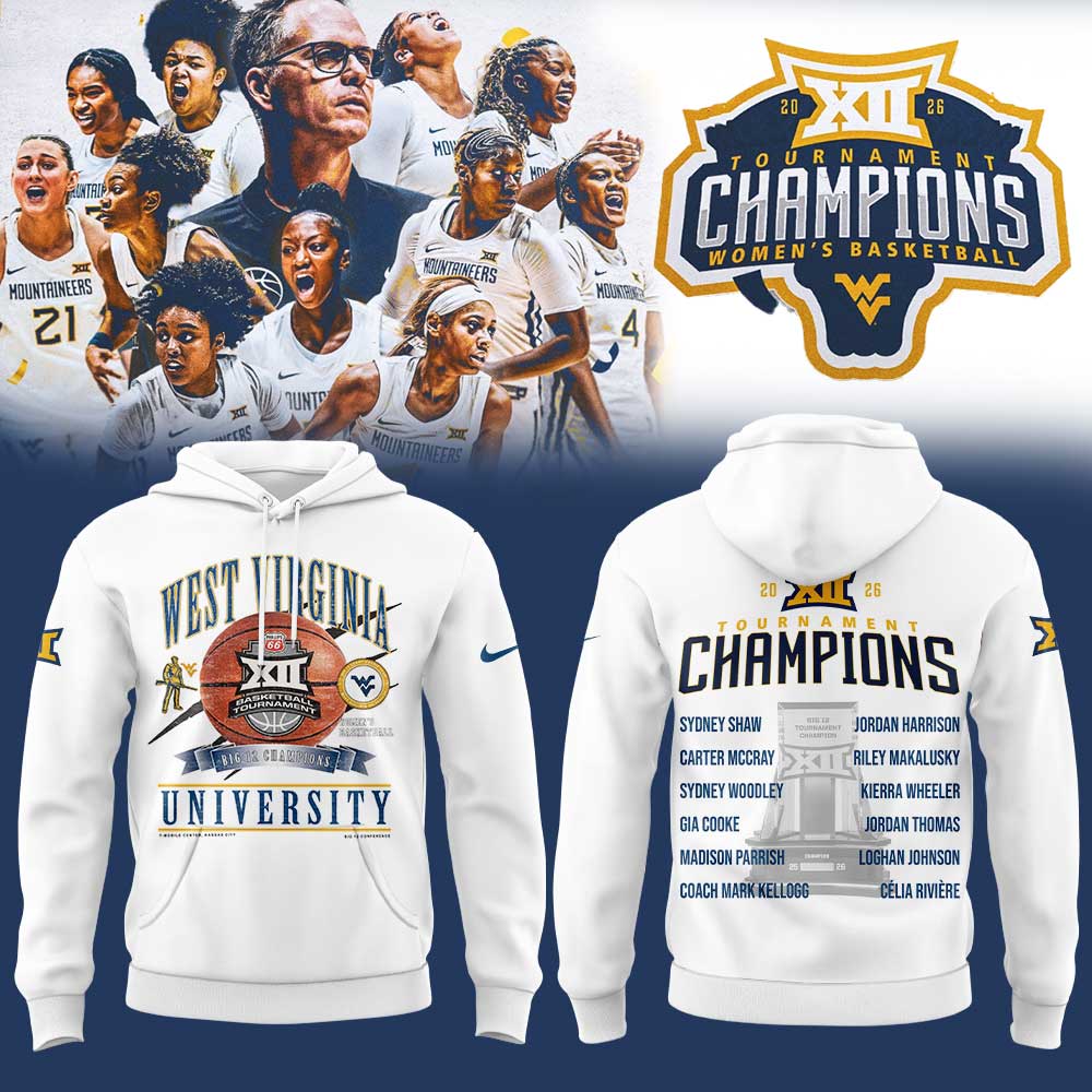WVU Women’s Basketball 2026 Big 12 Women’s Basketball Tournament Championship White Hoodie