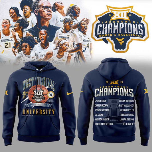 WVU Women’s Basketball 2026 Big 12 Women’s Basketball Tournament Championship Blue Hoodie