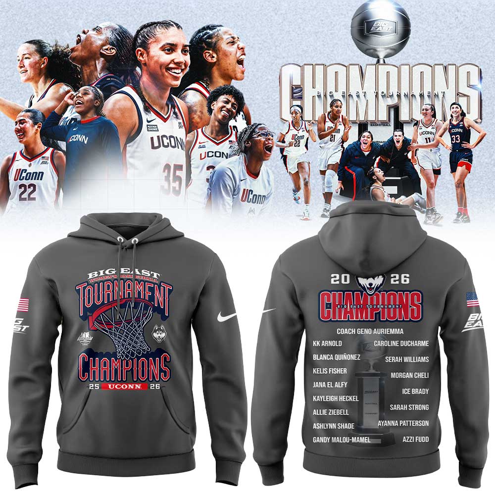 UConn Women’s Basketball 2026 BIG EAST Tournament Champions Gray Hoodie