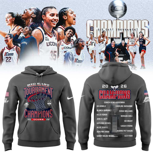 UConn Women’s Basketball 2026 BIG EAST Tournament Champions Gray Hoodie