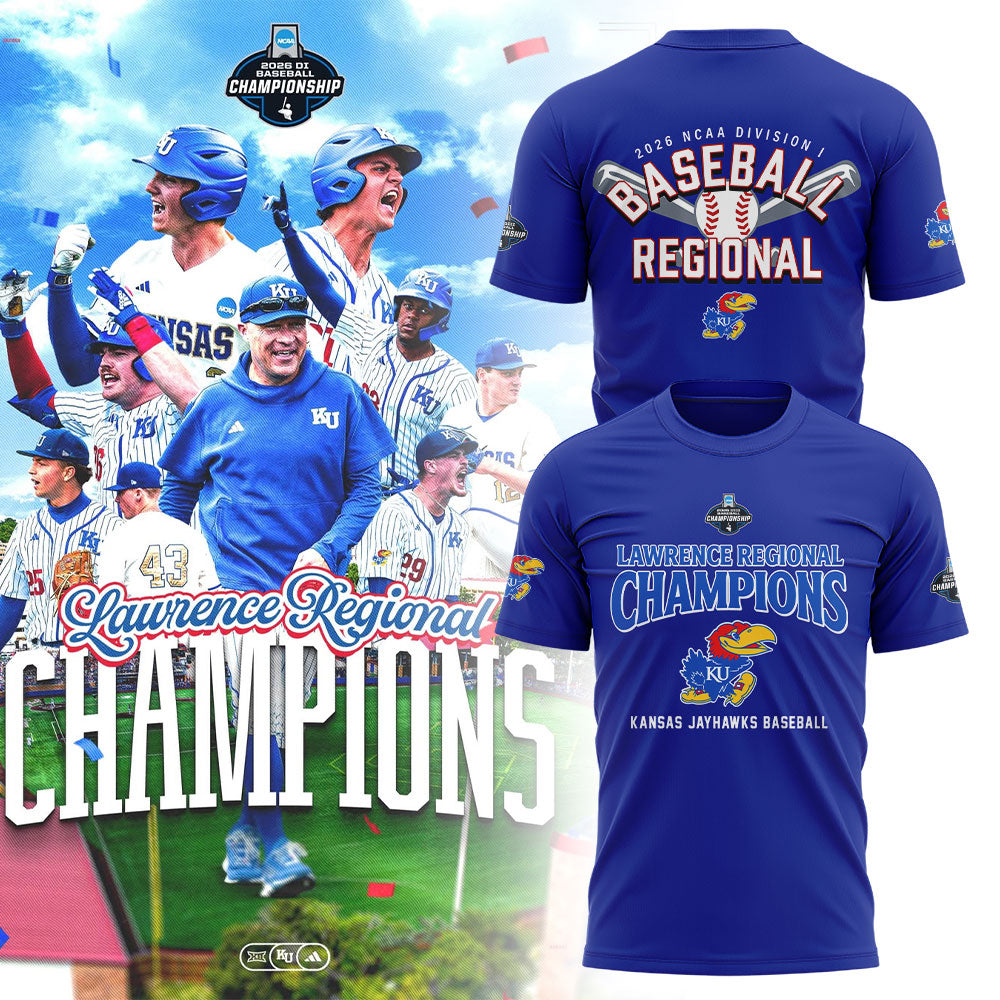 Kansas Baseball Lawrence Regional Champions 2026 Shirt Blue