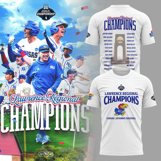Kansas Baseball Lawrence Regional Champions 2026 Shirt White