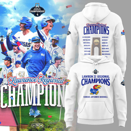 Kansas Baseball Lawrence Regional Champions 2026 Hoodie White