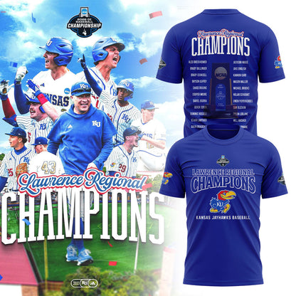 Kansas Baseball Lawrence Regional Champions 2026 Shirt Blue