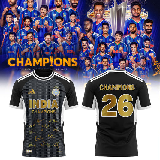 Cricket India 2026 T20 World Cup Champions Black Shirt V2