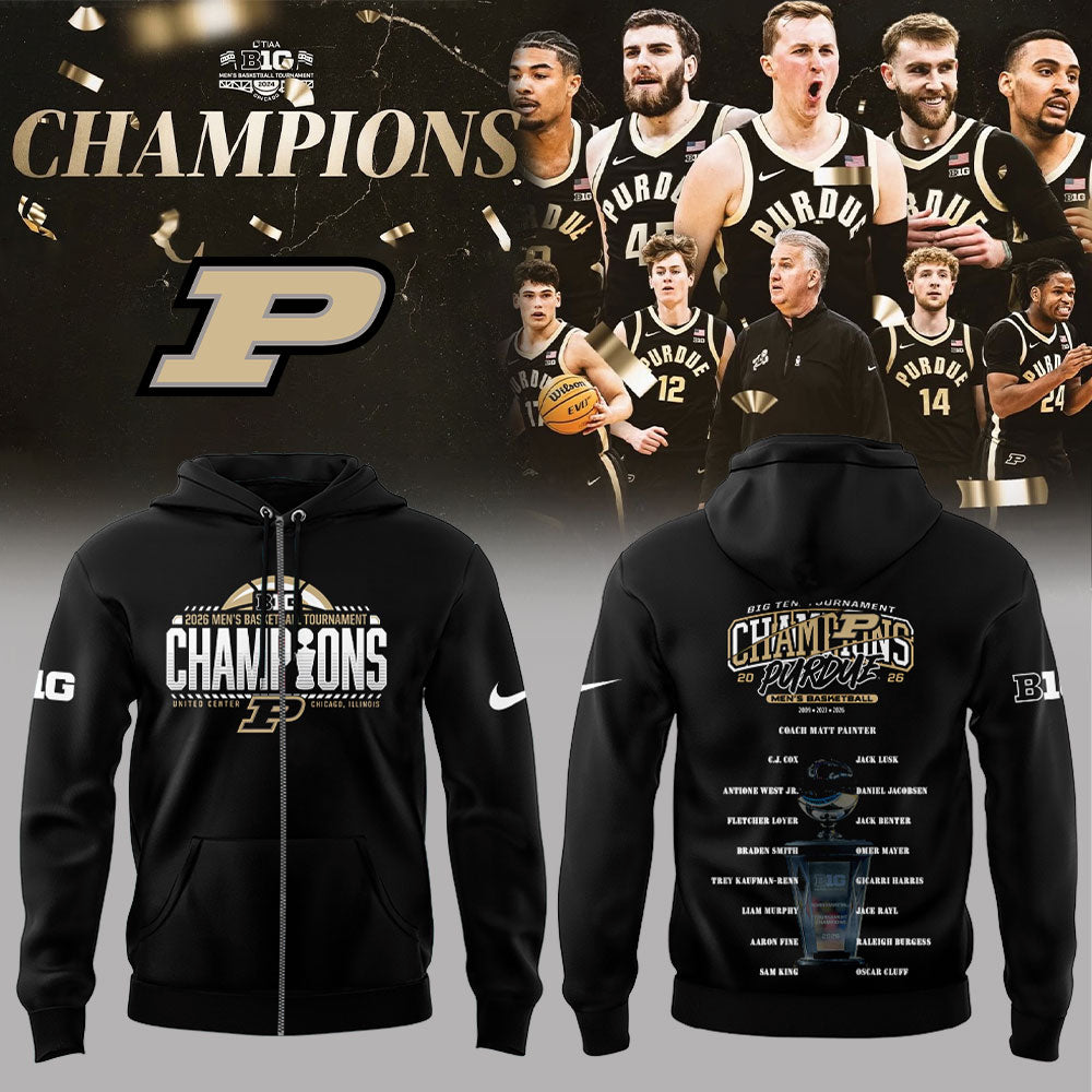 Purdue Boilermakers 2026 Big Ten Men’s Basketball Tournament Champions ZipHoodie