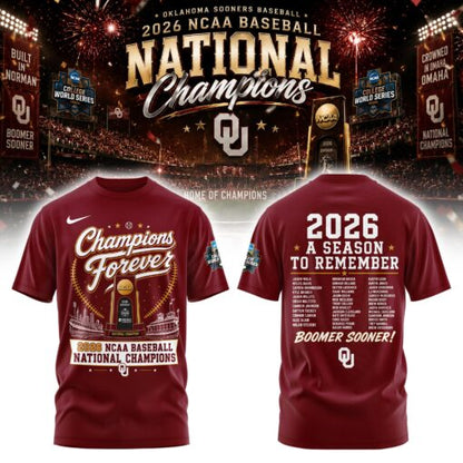 Oklahoma  Basbeball Champions ’26 Limited Edition Tshirt
