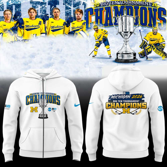 Limited Edition Michigan The Hockey Tournament Champions 2026 Zip Hoodie