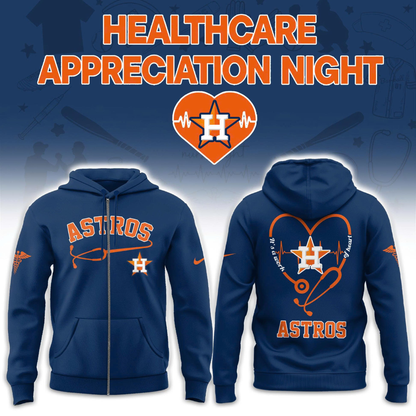 2026 Houston Astros Healthcare Appreciation Night Limited Edition ZIP Hoodie Jogger And Cap Outfit Blue