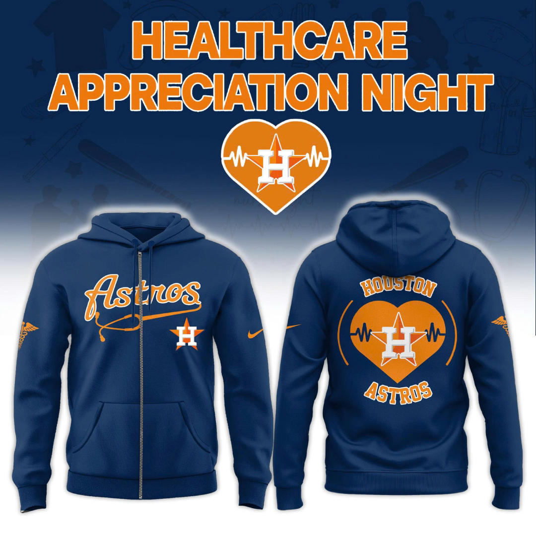 2026 Houston Astros Healthcare Appreciation Night Limited Edition ZIP Hoodie Jogger And Cap Outfit Blue