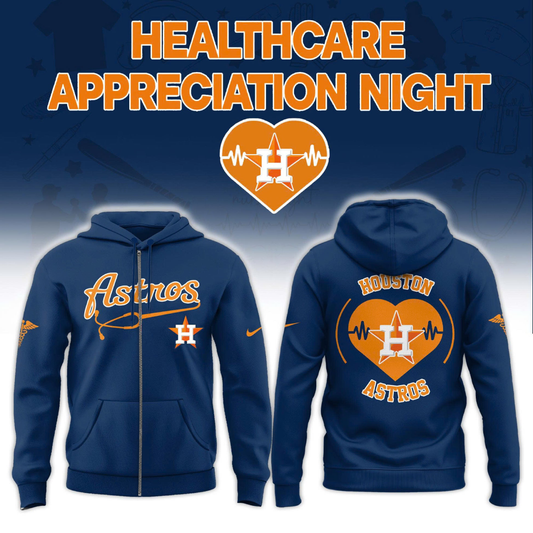 2026 Houston Astros Healthcare Appreciation Night Limited Edition ZIP Hoodie Jogger And Cap Outfit Blue