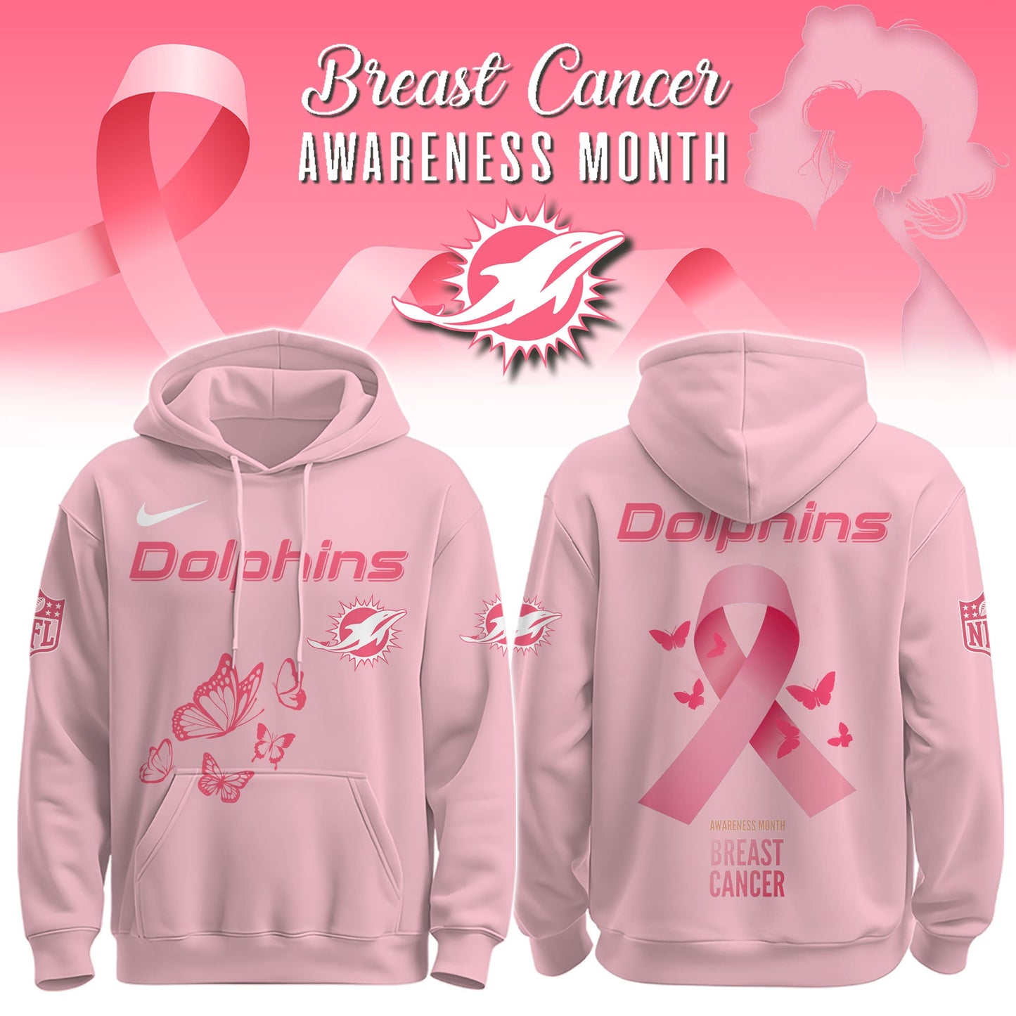 Wear It Pink 2025 - Miami Dolphins Breast Cancer Awareness Edition Hoodie