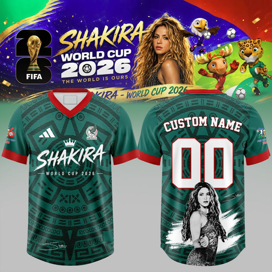 Shakira x Mexico collection of 2026 World Cup football jerseys.