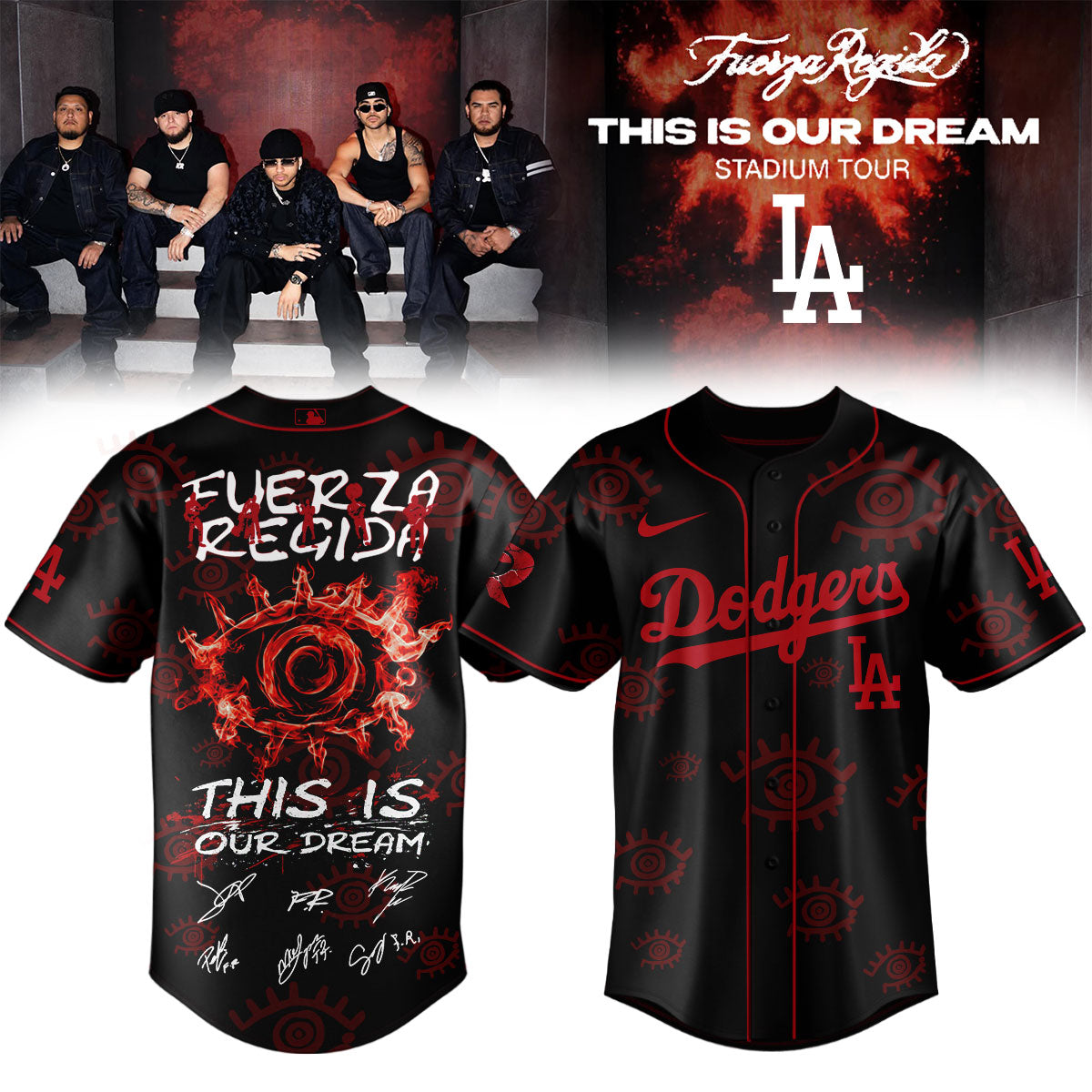 All Team X Fuerza Regida “This Is Our Dream Stadium Tour” 2026 Limited Edition Signature – Jersey